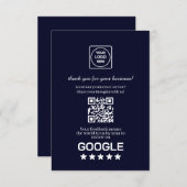 Navy QR | Google Review Business Link Informatiekaartje (Voorkant / Achterkant)