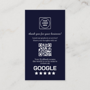 Navy QR Google Reviews Aangepaste Bedanklink Visitekaartje