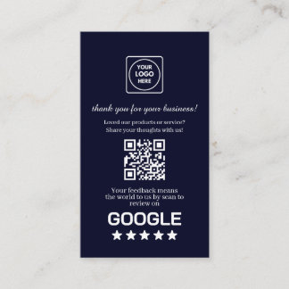 Navy QR | Google Reviews Aangepaste Dank Link Visitekaartje