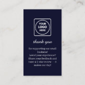 Navy QR | Google Reviews Custom Thank You Link Visitekaartje (Achterkant)