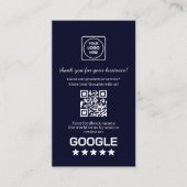 Navy QR | Google Reviews Custom Thank You Link Visitekaartje (Voorkant)