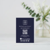 Navy QR | Trustpilot Business Thank You Link Informatiekaartje (Staand voorkant)