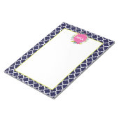 Navy Quatrefoil Floral Large Personalized Notitieb Notitieblok (Schuin)