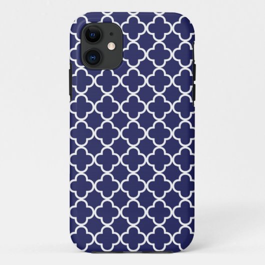 Navy Quatrefoil iPhone 5 Hoesje (Achterkant)