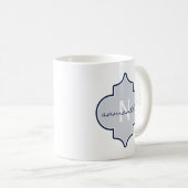 Navy Quatrefoil Monogram Koffiemok (Voorkant rechts)