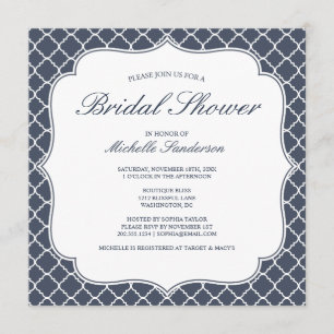 Navy Quatrefoil Vrijgezellenfeest Kaart