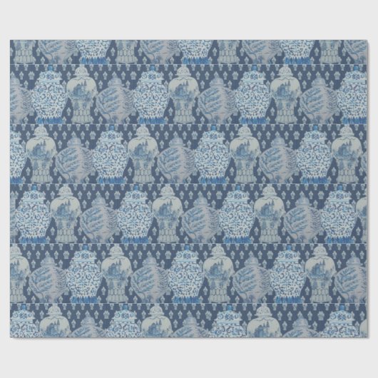Navy quilt Chinoiserie Ginger Jar  Cadeaupapier (Vlak)
