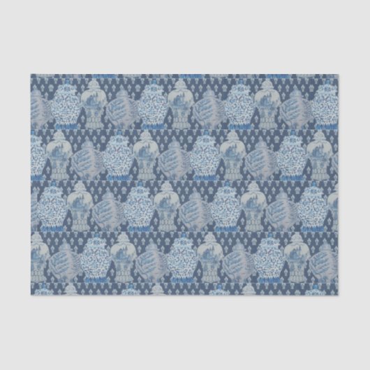 Navy quilt Chinoiserie Ginger Jar Tissuepapier (Voorkant)