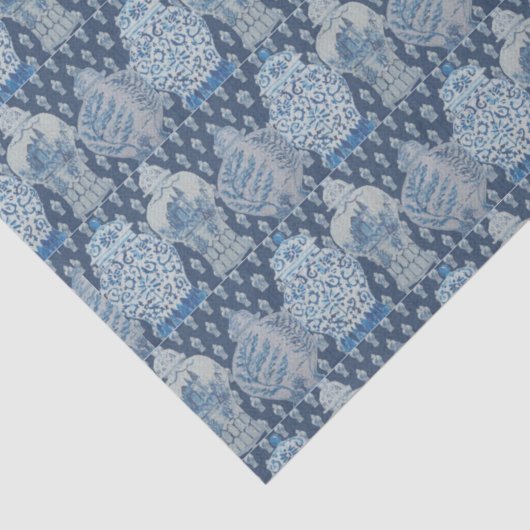 Navy quilt Chinoiserie Ginger Jar Tissuepapier (Detail)