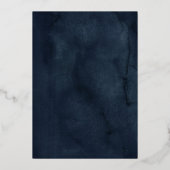 Navy Quinceanera Floral Sparkle Gold Tiara Folie Uitnodiging (Achterkant)