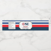 Navy Re Nautical 1e verjaardagsfeestje Ahoy Anker Waterfles Etiket (Enkel label)