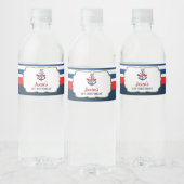 Navy Re Nautical 1e verjaardagsfeestje Ahoy Anker Waterfles Etiket (Flessen)