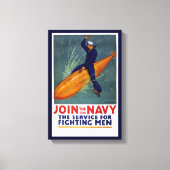 Navy Recruitment Poster Sailor op Torpedo Canvas Afdruk (Voorkant)