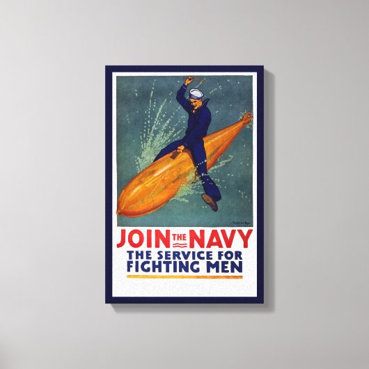 Navy Recruitment Poster Sailor op Torpedo Canvas Afdruk (Voorkant)