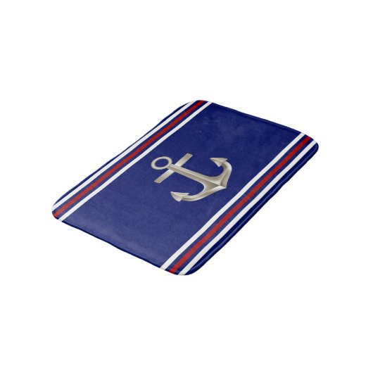 Navy Red Anchor Bathmat Badmat (Gekanteld)