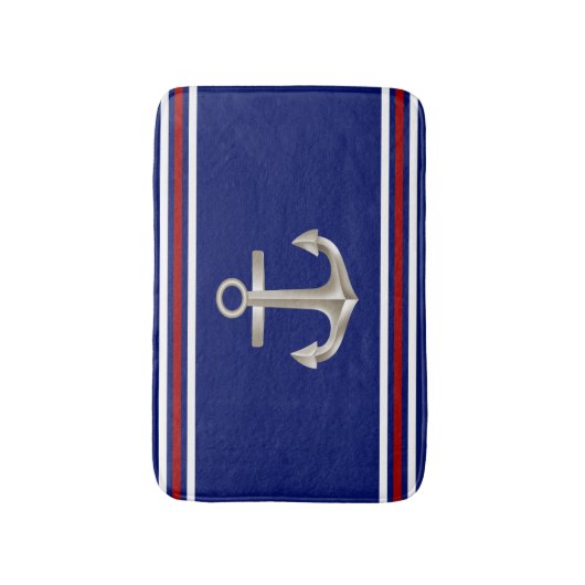 Navy Red Anchor Bathmat Badmat (Voorkant Verticaal)