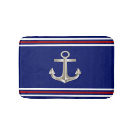 Navy Red Anchor Bathmat Badmat