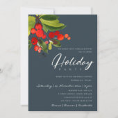 NAVY RED BERRIES CORPORATE HOLIDAY CHRISTMAS PARTI KAART (Voorkant)