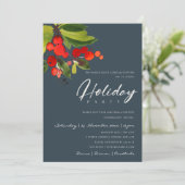 NAVY RED BERRIES CORPORATE HOLIDAY CHRISTMAS PARTI KAART (Staand voorkant)