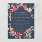 NAVY RED BLUSH ROOS FLORAL DRIVE BY BABY SHOWER BRIEFKAART (Voorkant)