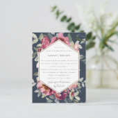 NAVY RED BLUSH ROOS FLORAL DRIVE BY COUPLY SHOWER BRIEFKAART (Staand voorkant)