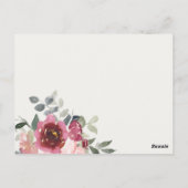 NAVY RED BLUSH ROOS FLORAL DRIVE BY COUPLY SHOWER BRIEFKAART (Achterkant)