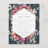 NAVY RED BLUSH ROOS FLORAL DRIVE BY COUPLY SHOWER BRIEFKAART (Voorkant)