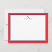 NAVY & RED Classic Monogram Double Frame Notitiekaartje (Voorkant)