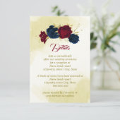 Navy Red Flowers Gouden bladeren Informatiekaartje (Staand voorkant)