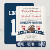 Navy Red FOOTBALL WEDDING Kaart (Voorkant / Achterkant)