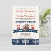 Navy Red FOOTBALL WEDDING Kaart (Staand voorkant)