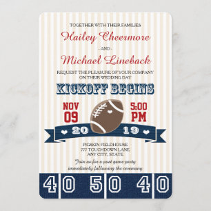 Navy Red FOOTBALL WEDDING Kaart