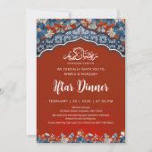 Navy Red Geometric Ramadan Iftar Dinner Invitation Kaart (Voorkant)