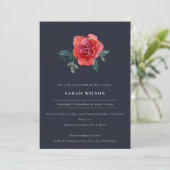 NAVY RED GREEN ROOS FLORAL GENDER REVEAL INVITE BEDANKKAART (Staand voorkant)