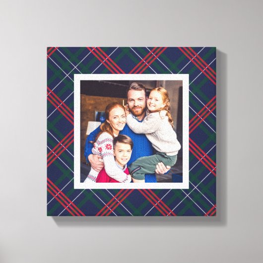Navy Red Green Tartan Aangepaste foto Canvas Afdruk (Voorkant)