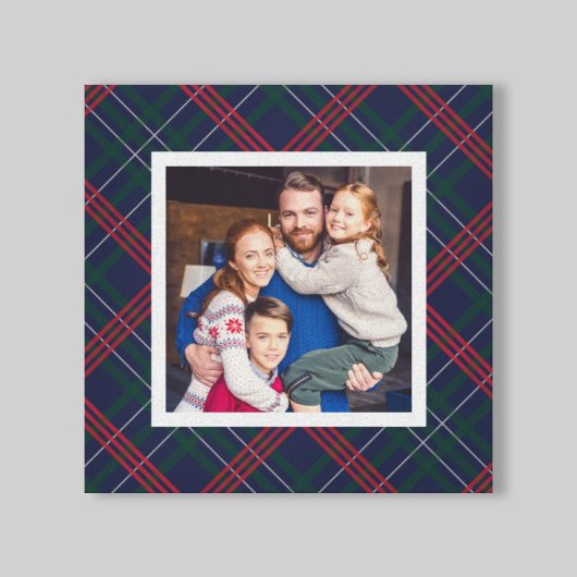 Navy Red Green Tartan Aangepaste foto Canvas Afdruk