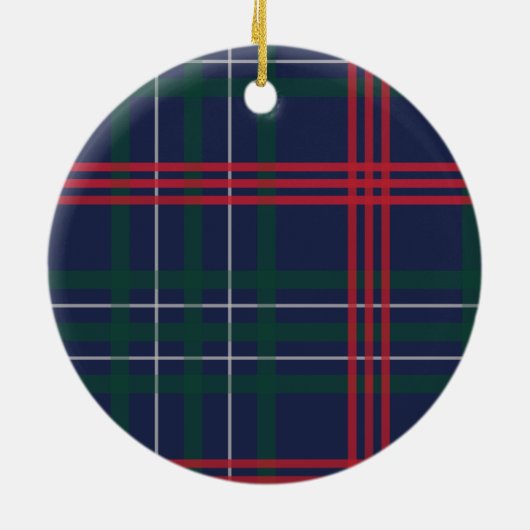 Navy Red Green Tartan Pset Custom Dog Foto Keramisch Ornament (Achterkant)