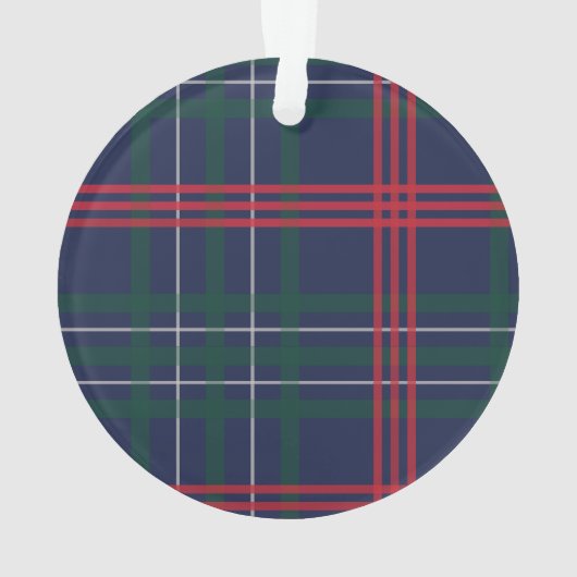 Navy Red Green Tartan Pset Custom Dog Foto Ornament (achterkant)