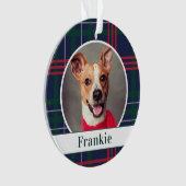 Navy Red Green Tartan Pset Custom Dog Foto Ornament (voorkant)