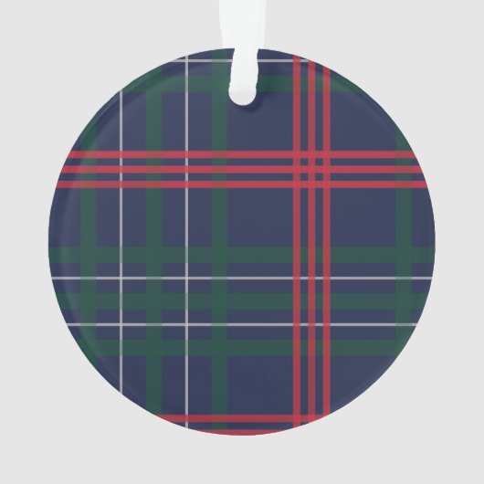 Navy Red Green Tartan Pset Custom Dog Foto Ornament (achterkant)