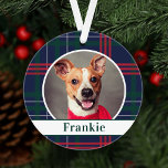 Navy Red Green Tartan Pset Custom Dog Foto Ornament<br><div class="desc">De perfecte feestelijke decoratie voor de dierenliefhebbers in je familie! Stijlvol en feestelijk ornament bevat een favoriete foto van uw puppy dog (of ander huisdier) met een groene monogram voor jagers die gepersonaliseerd kan worden met hun naam en een klassieke blauw voor de marine, jager groen en rode Schotse tartan...</div>
