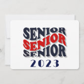 Navy Red Groovy Senior 2 Photo Collage Afstuderen Kaart (Achterkant)