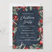 Navy Red Kerstmis met feestelijke Floral Kaart (Voorkant)