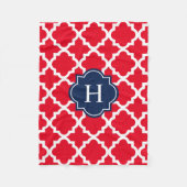 Navy & Red Monogram | Fleece Blanket Deken (Voorkant)