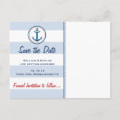 Navy/Red Nautical Theme Save the Date Briefkaart (Achterkant)