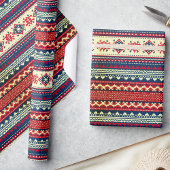 Navy Red Nordic Ugly Christmas Sweater Gift Wrap Cadeaupapier