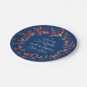 Navy Red Omela Kerstmis Papieren Bordje (Gekanteld)