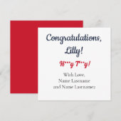 NAVY, RED Oxford, MS Gepersonaliseerde Gift Kaart (Voorkant / Achterkant)