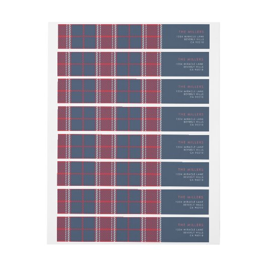 Navy Red Plaid Tartan Buffel Modern Minimalist (Vel)