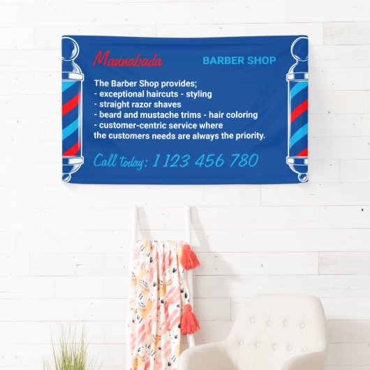 Navy Red Pole Supply Service Barber Shop Spandoek (Insitu)